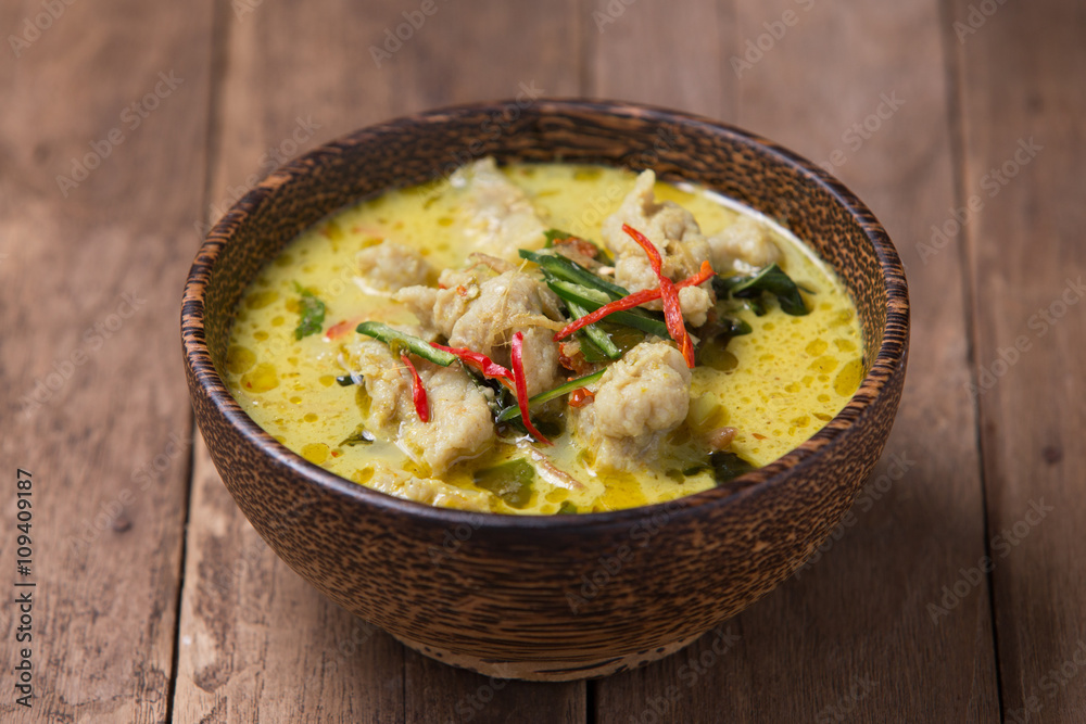 Thai spicy green curry fish balls Thai spicy green curry fish balls