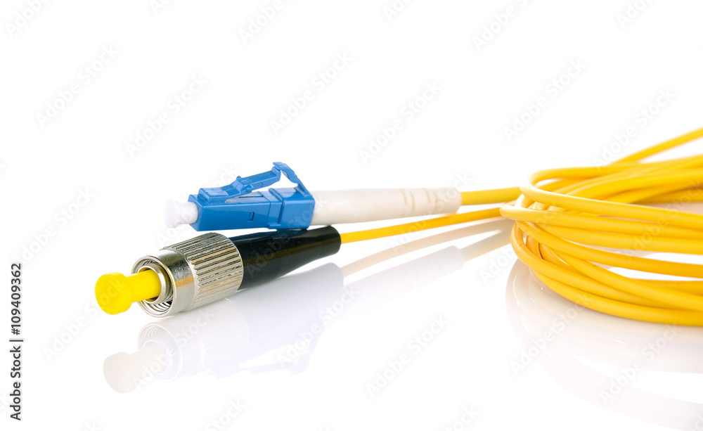 Fiber optic cables isolated on white background Fiber optic cables isolated on white background