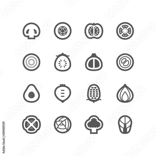 Icon Vegetable Half Slide Circle, Vector Design illustration