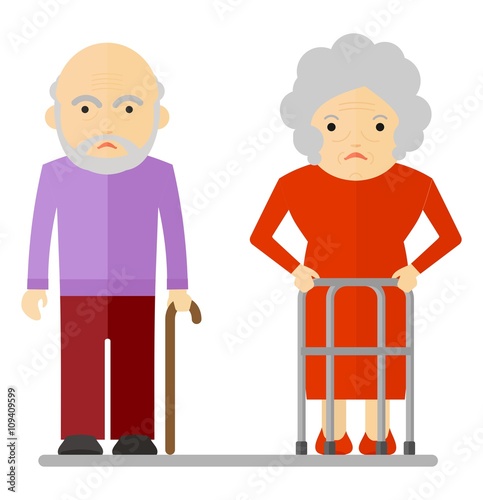 elderly couple sad