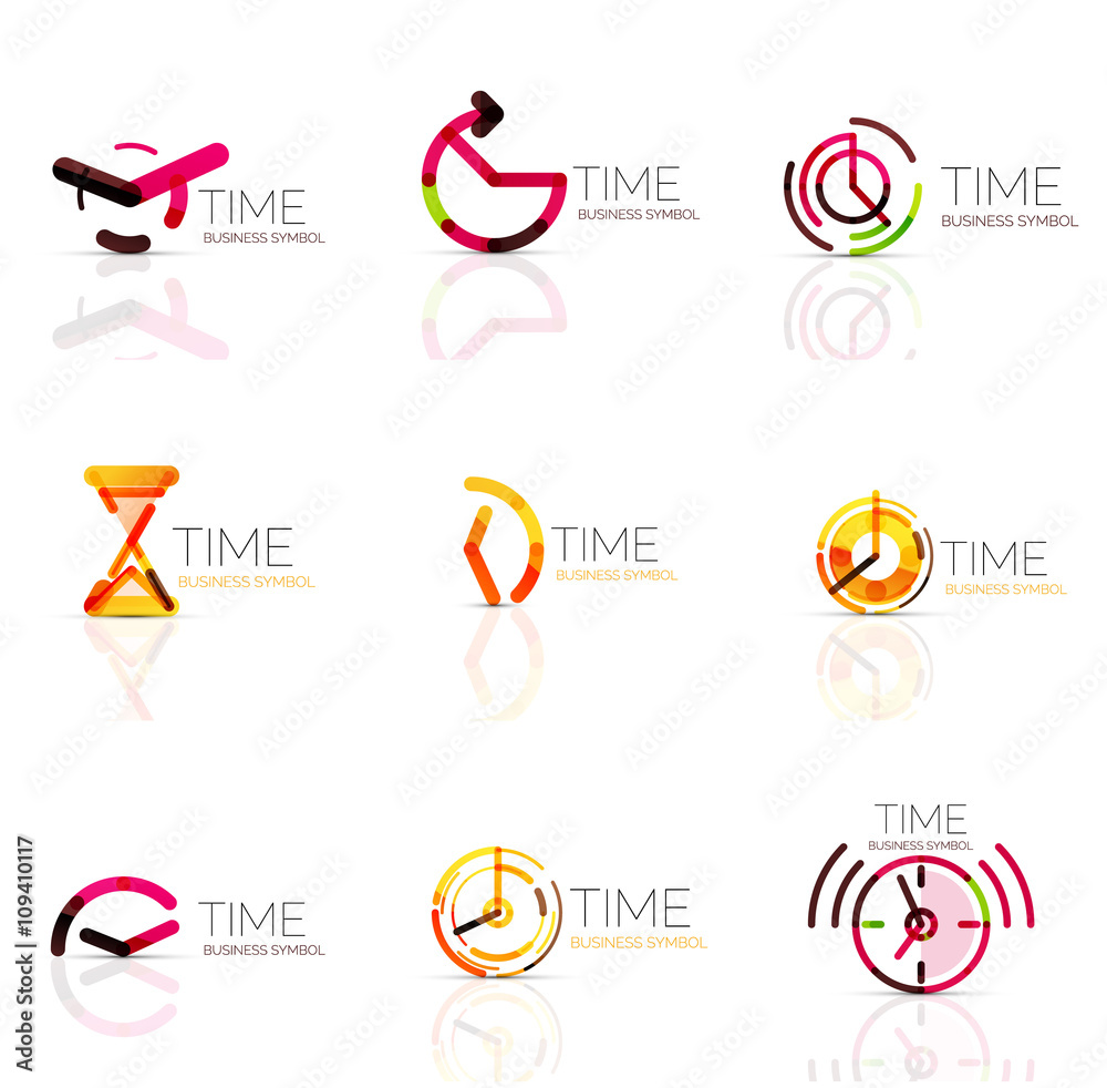 Geometric clock and time icon set Geometric clock and time icon set
