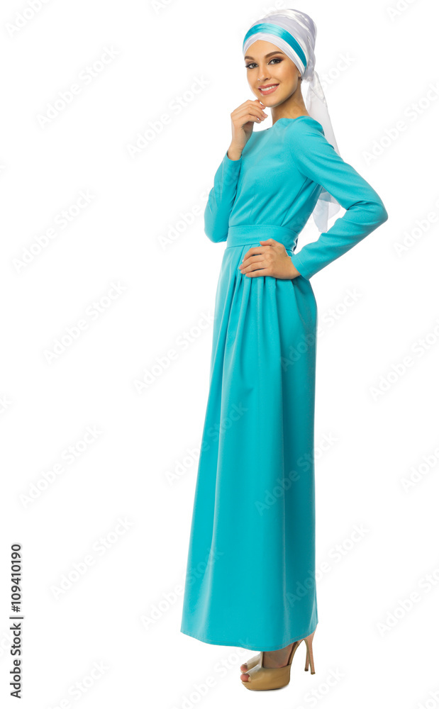 Young muslim woman in blue dress Young muslim woman in blue dress