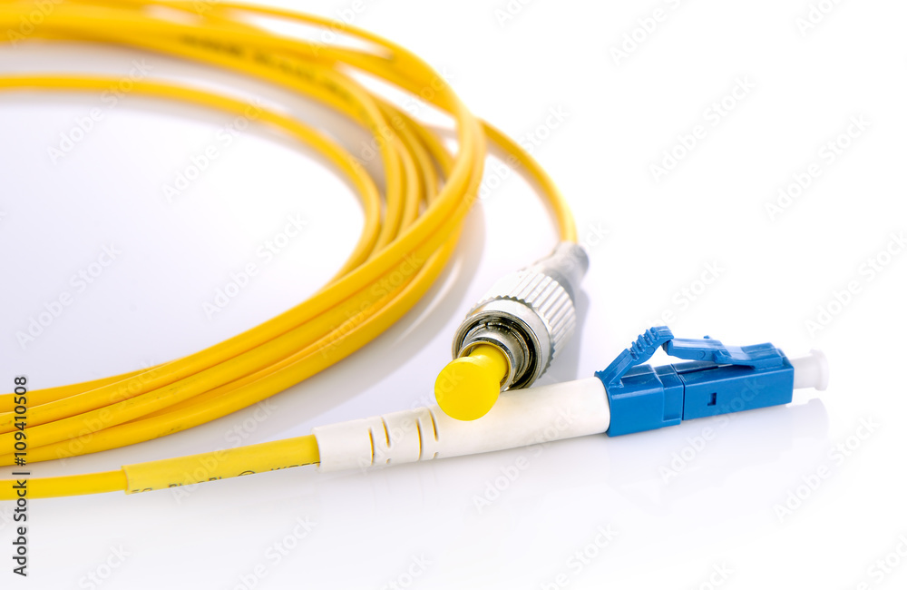 Fiber optic cables isolated on white background Fiber optic cables isolated on white background