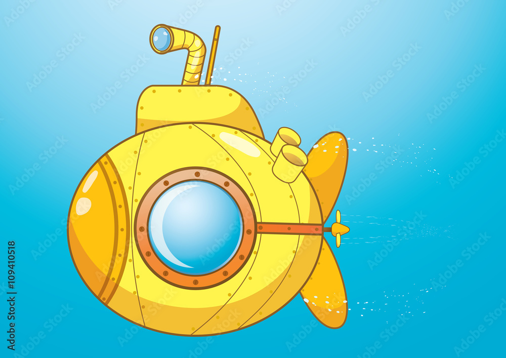 Fototapeta premium Yellow submarine cartoon