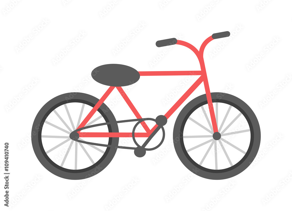 Red bicycle isolated vector illustration.