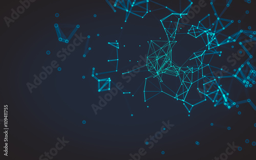 Abstract polygonal space low poly dark background photo