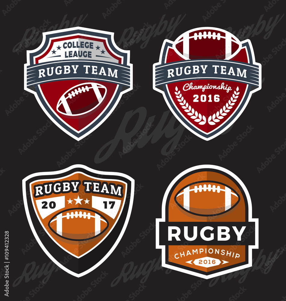Set of Rugby and Football Logo Template Suitable for T-shirt apparel design. Vector illustration