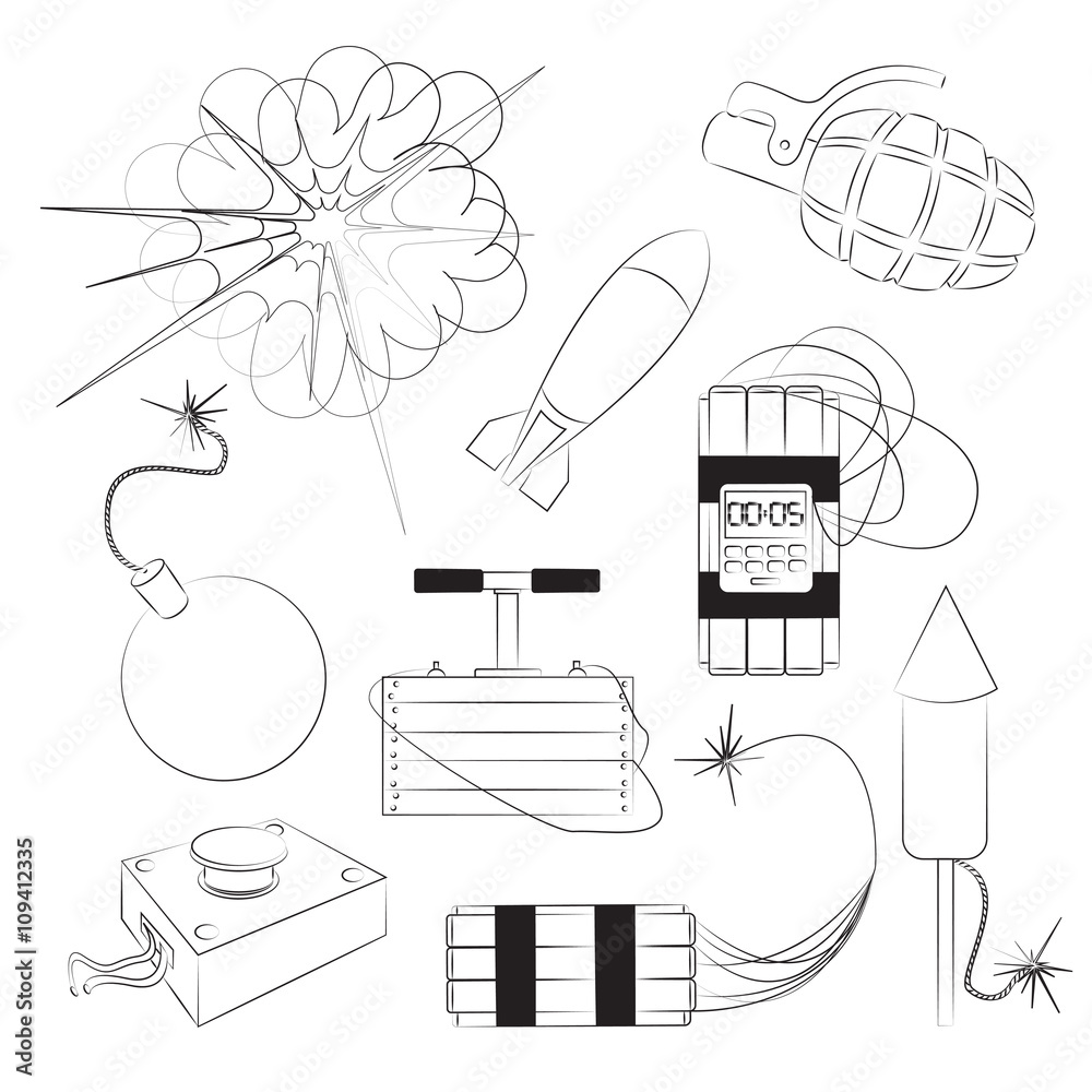 Set of bombs. Explosives Stock Vector Adobe Stock