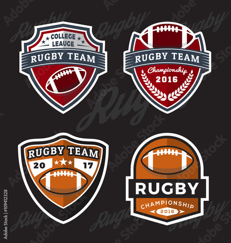 Set of Rugby and Football Logo Template Suitable for T-shirt apparel design. Vector illustration