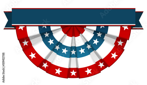 bunting american flag with blue ribbon 