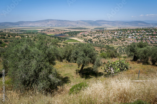 Lower Galilee, a view of Beit Netofa valley and Hoshaya village from Tzipori national park. Israel, April 2016.  photo