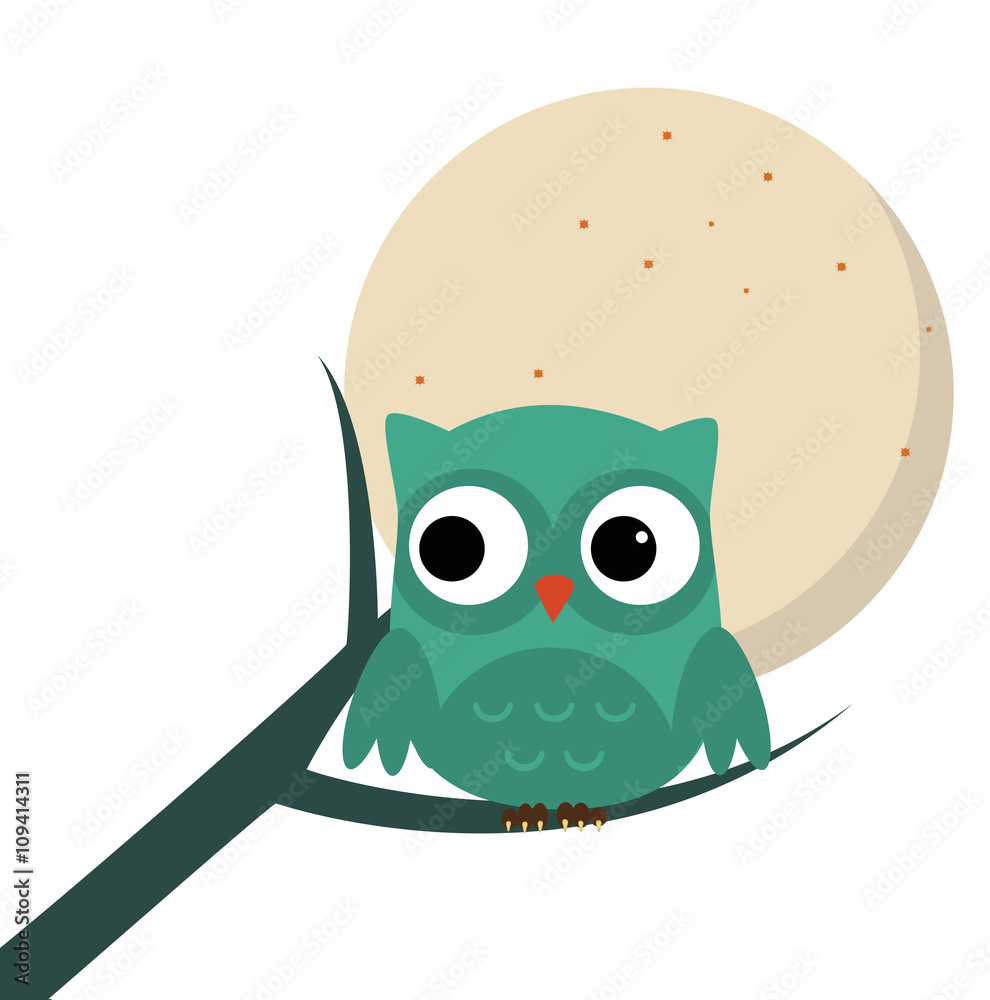 Fototapeta premium Eule in der Nacht vor Mond - Vektor