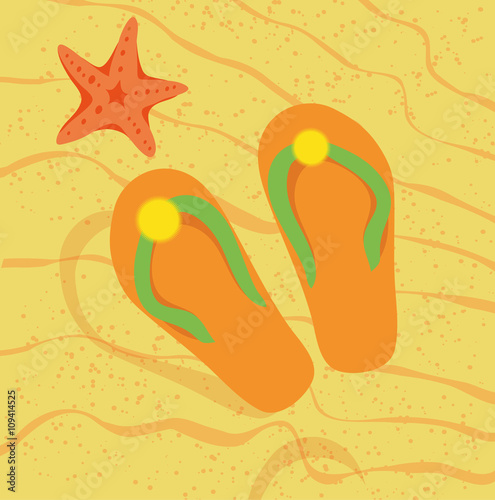 Flipflops am Strand mit Seestern Urlaub Vektor