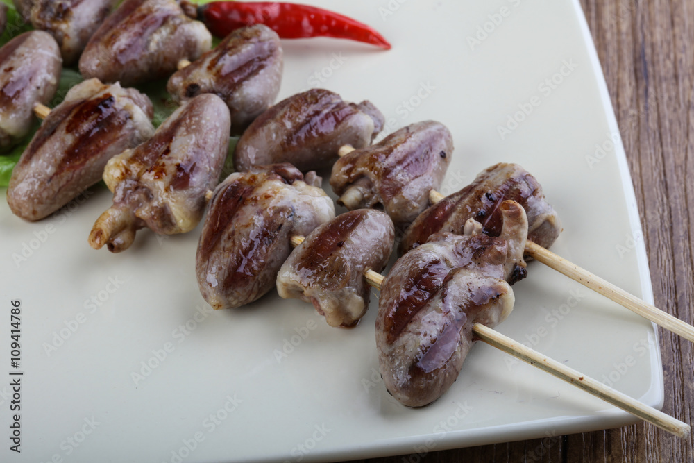 Chicken hearts skewer Chicken hearts skewer