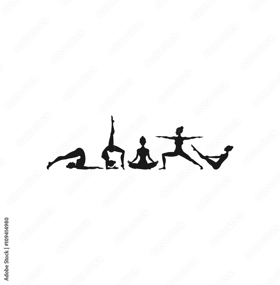 Yoga silhouettes -Vector Illustration