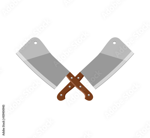 Crossed meat knives with wooden handles