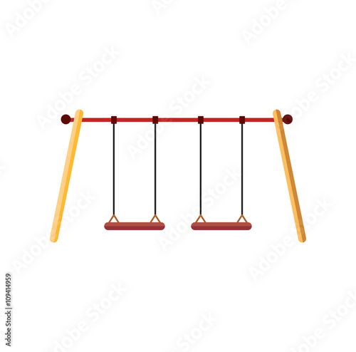 Swings, Seesaws and high slides tube set vector, isolated on white background. Children playground elements illustration.