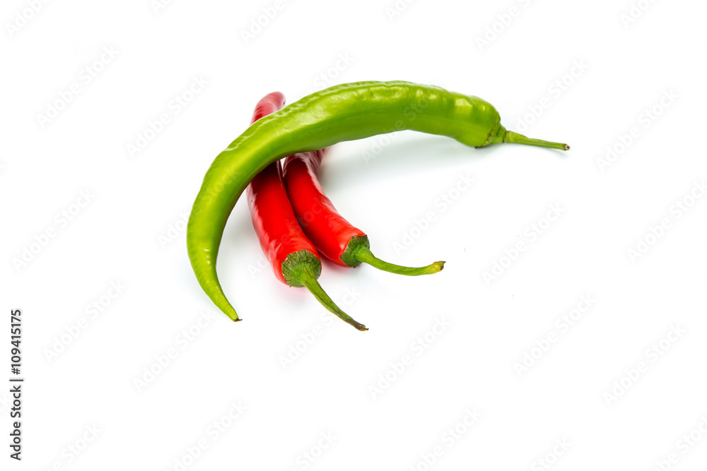 bitter chili pepper isolated on white