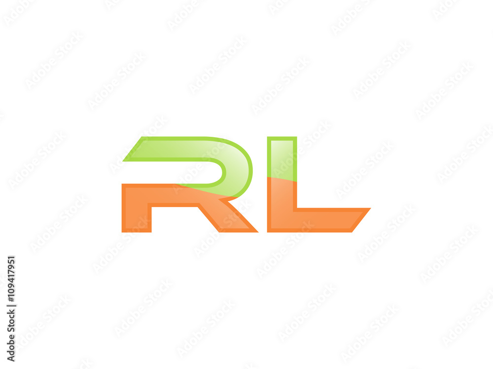 Green Orange shiny RL letters Green Orange shiny RL letters