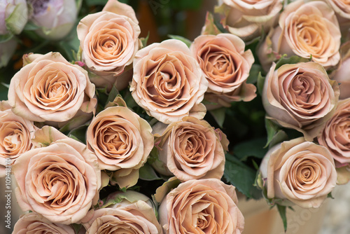 Unique wedding flowers. Colorful roses.