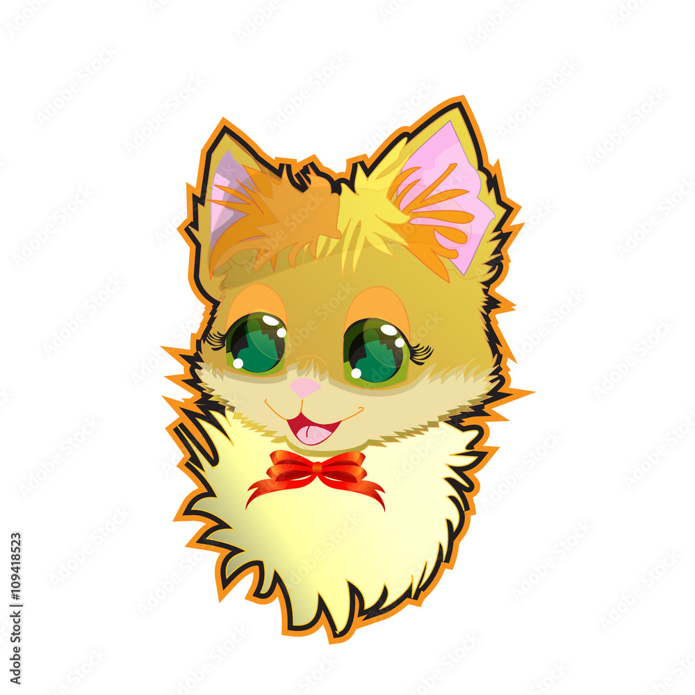 Vector illustration - cute kitty, sticker, poster, card, cute ki