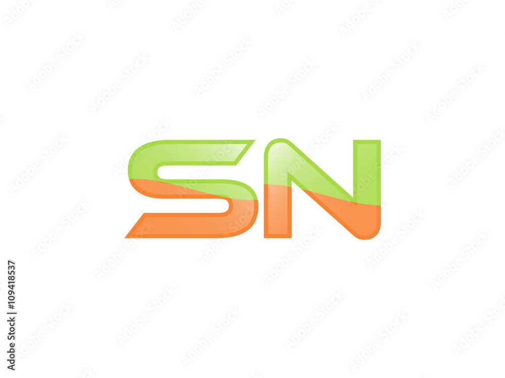 Green Orange shiny SN letters Green Orange shiny SN letters