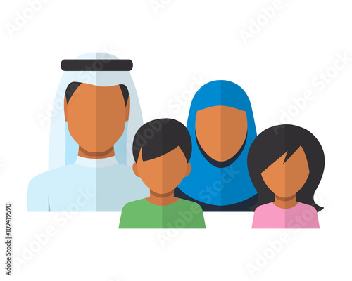 Arab Family members avatars in flat style