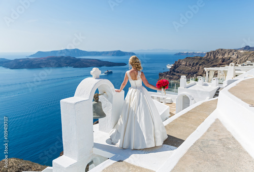 Bride  look at the sea