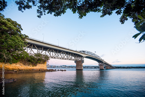 Auckland harbour bridge at dusk photo