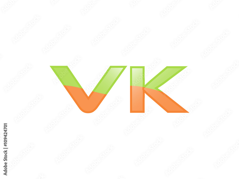 Green Orange shiny VK letters Green Orange shiny VK letters