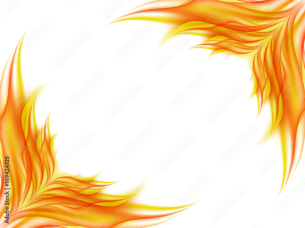 Background with abstract flower in red and yellow colors in opposite corners of a picture on white, the clearance angle of the picture in lines of red and yellow tones, vector illustration Background with abstract flower in red and yellow colors in opposite corners of a picture on white, the clearance angle of the picture in lines of red and yellow tones, vector illustration
