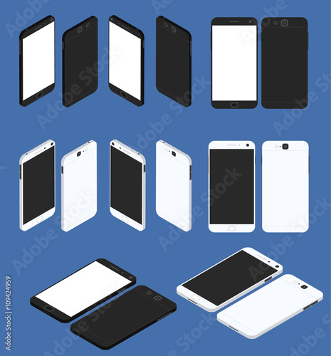 Flat isometric. Big set of Mobile device.