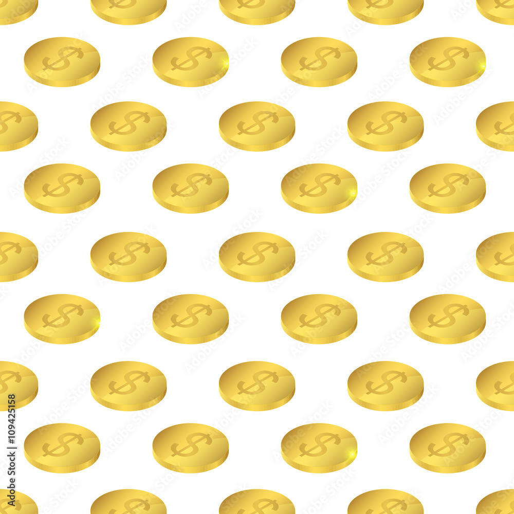 Isometric gold. Seamless pattern US dollar. Isometric gold. Seamless pattern US dollar.