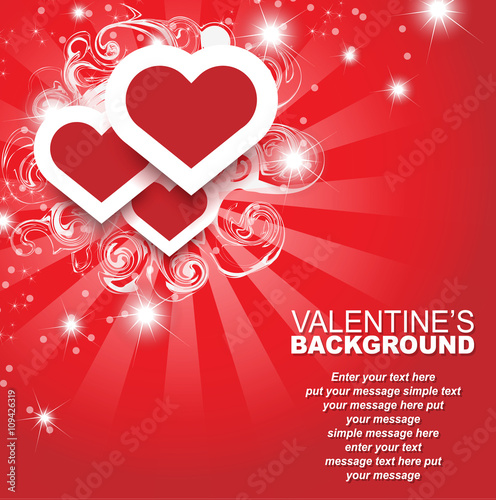 VALENTINE'S DAY BACKGROUND HEART AND STASRS TEMPLATE CARD
