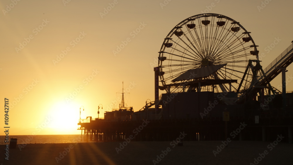 Santa Monica pier at sunset, Los Angeles