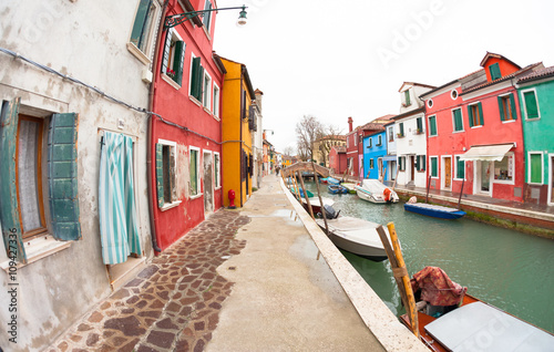 wide view on colorful houses