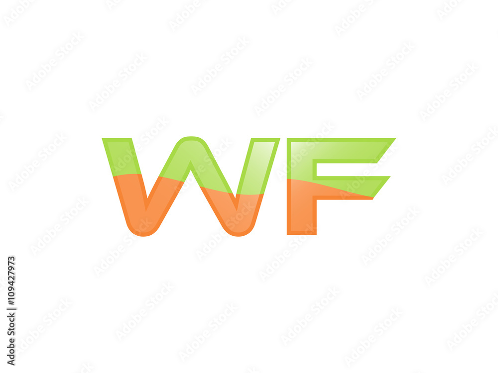 Green Orange shiny WF letters Green Orange shiny WF letters