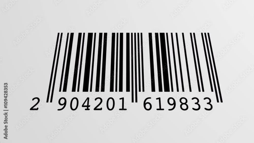 scanning process of a EAN Barcode with a red optical laser going up and down, loopable scanning process of a EAN Barcode with a red optical laser going up and down, loopable