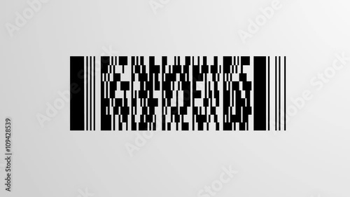 scanning process of a PDF417 Barcode with a red optical laser going up and down, loopable