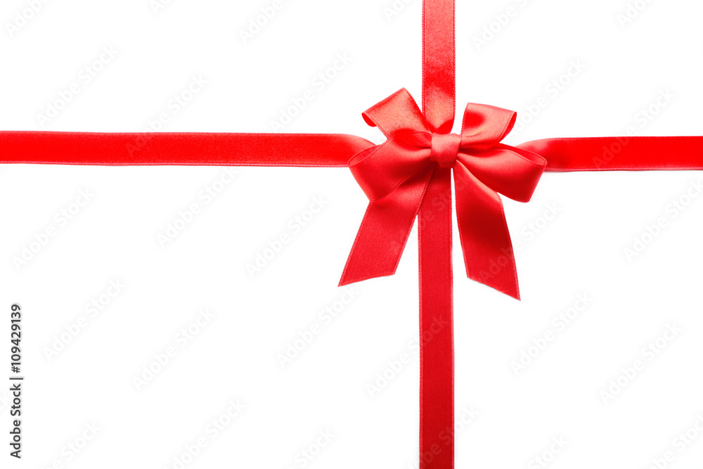 Two ribbons and bow, isolated on white Two ribbons and bow, isolated on white
