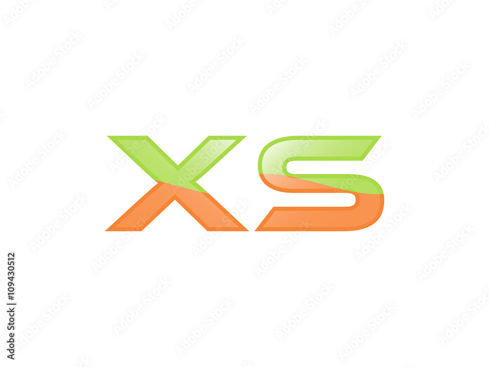 Green Orange shiny XS letters Green Orange shiny XS letters