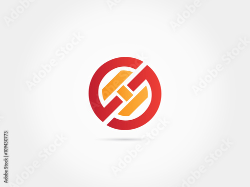 Letter S H combination circle logo