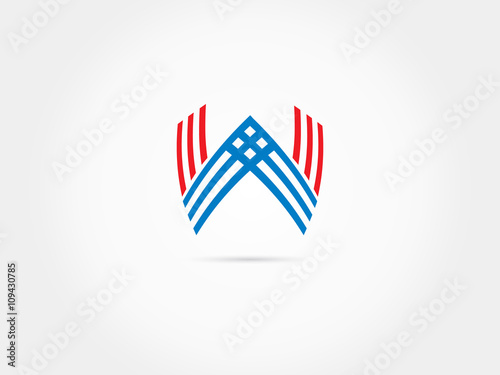 Letter W america color red blue modern logo