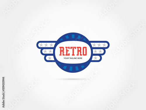 Retro old vintage automotive wings badge logo