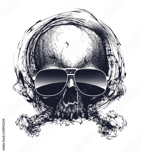 Black and white human skull