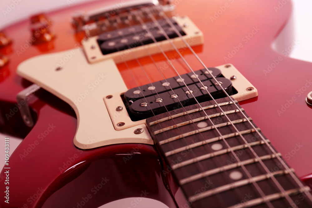 Fototapeta premium Electric guitar on white background, close up