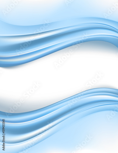 blue silky waves borders on white background. vector
