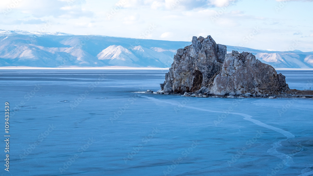 blue ice baikal lake so beautiful in winter season