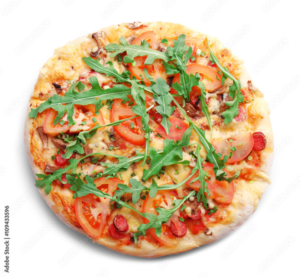 Delicious fresh pizza isolated on white
