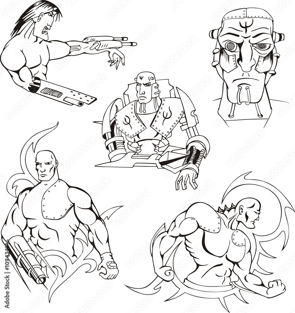 Fototapeta premium Cyborgs and Robots Set